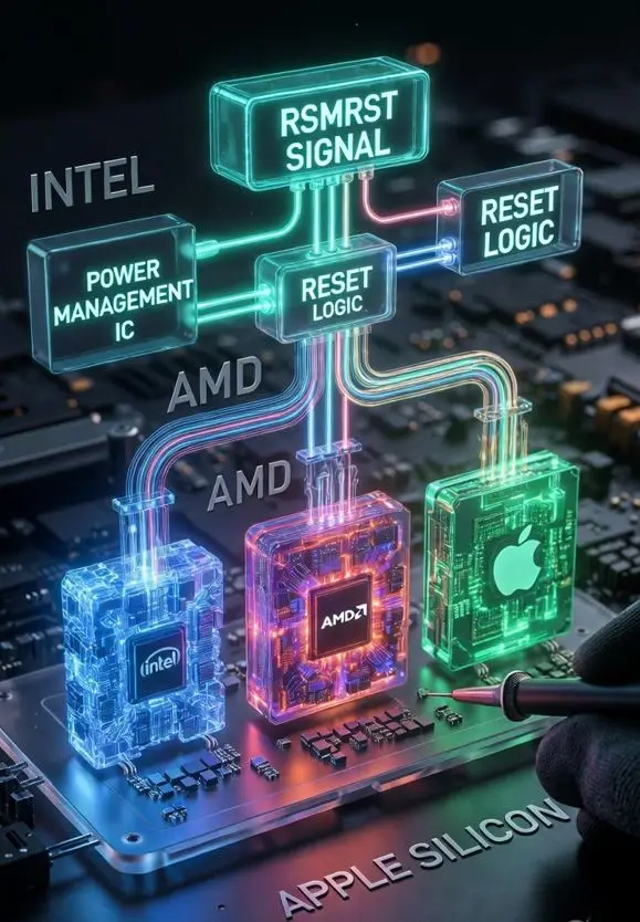 RSMRST# signal working principle Intel AMD Apple Silicon chip level repair